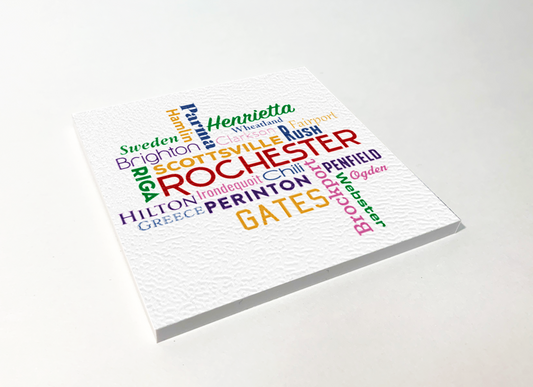 Rochester Townships Crossword Word Cloud ABS Plastic Coaster