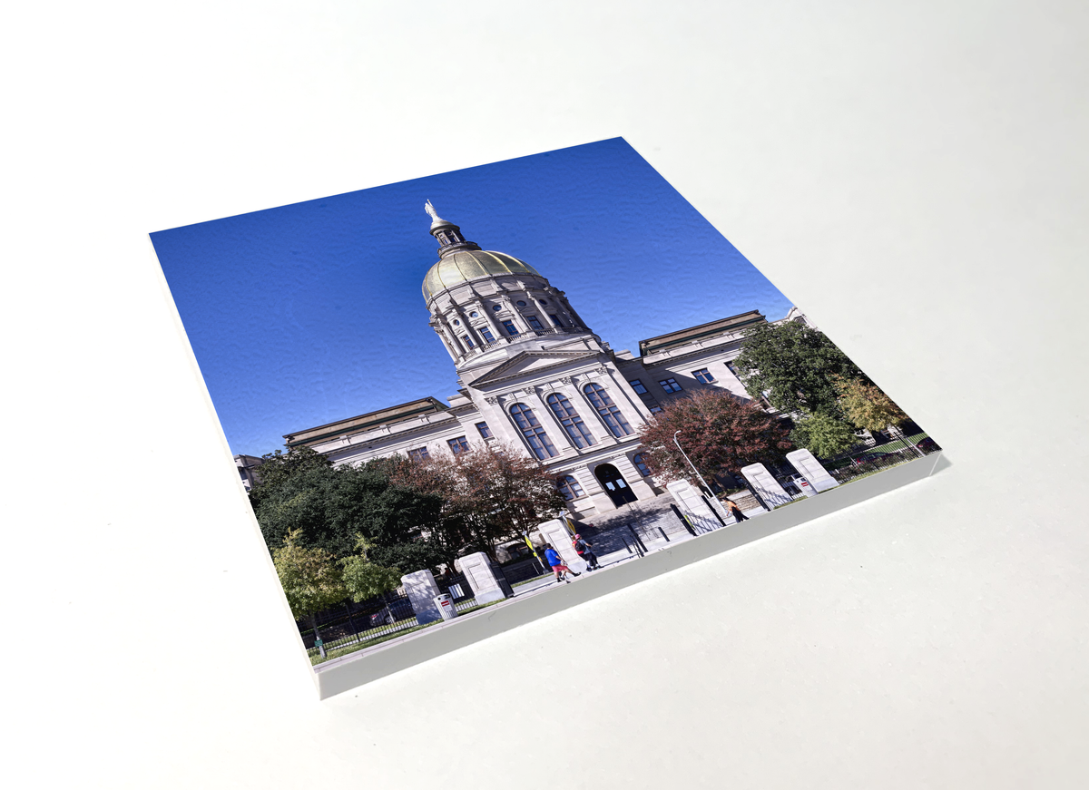 Atlanta Georgia State Capitol color square coaster