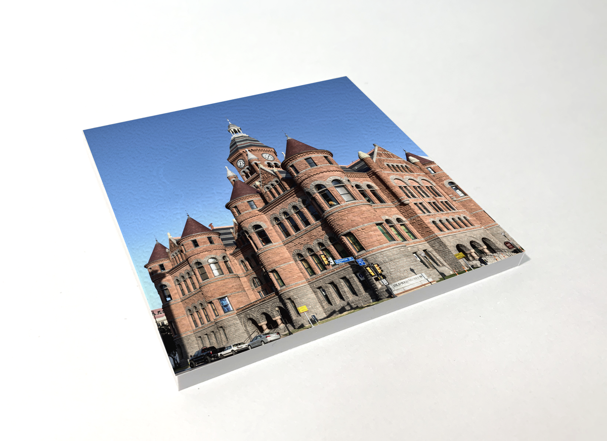 Dallas Old Red Courthouse color square coaster