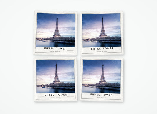 eiffel tower poster coaster 4 pack color