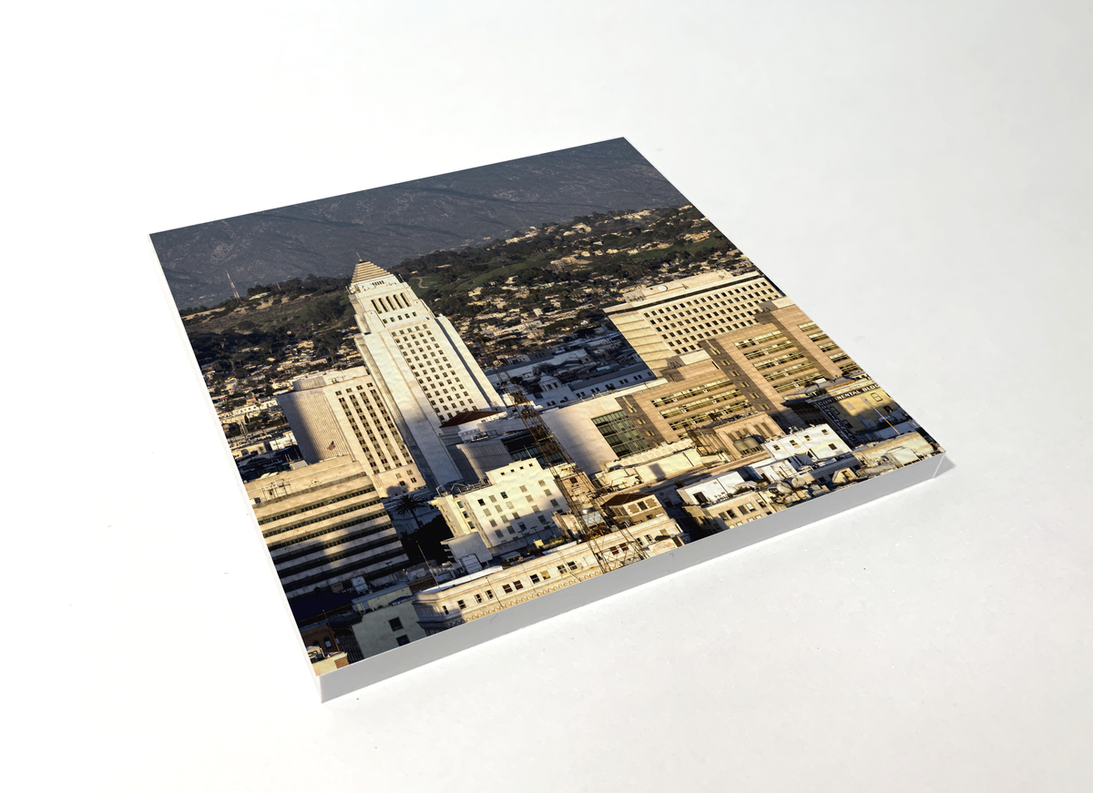 Los Angeles City Hall color square coaster