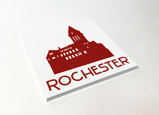 Rochester City Hall Red ABS Plastic Coaster