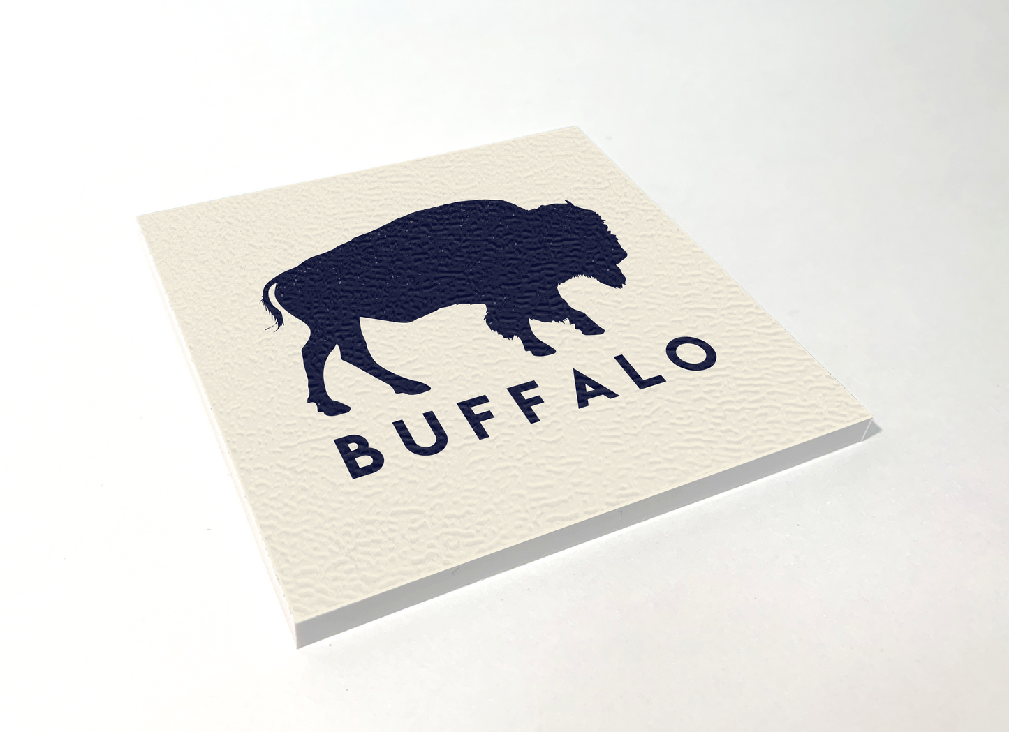 Buffalo Classic White Square Coaster Designed and Handcrafted in Buffalo NY
