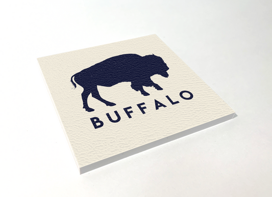 Buffalo Classic White Square Coaster Designed and Handcrafted in Buffalo NY