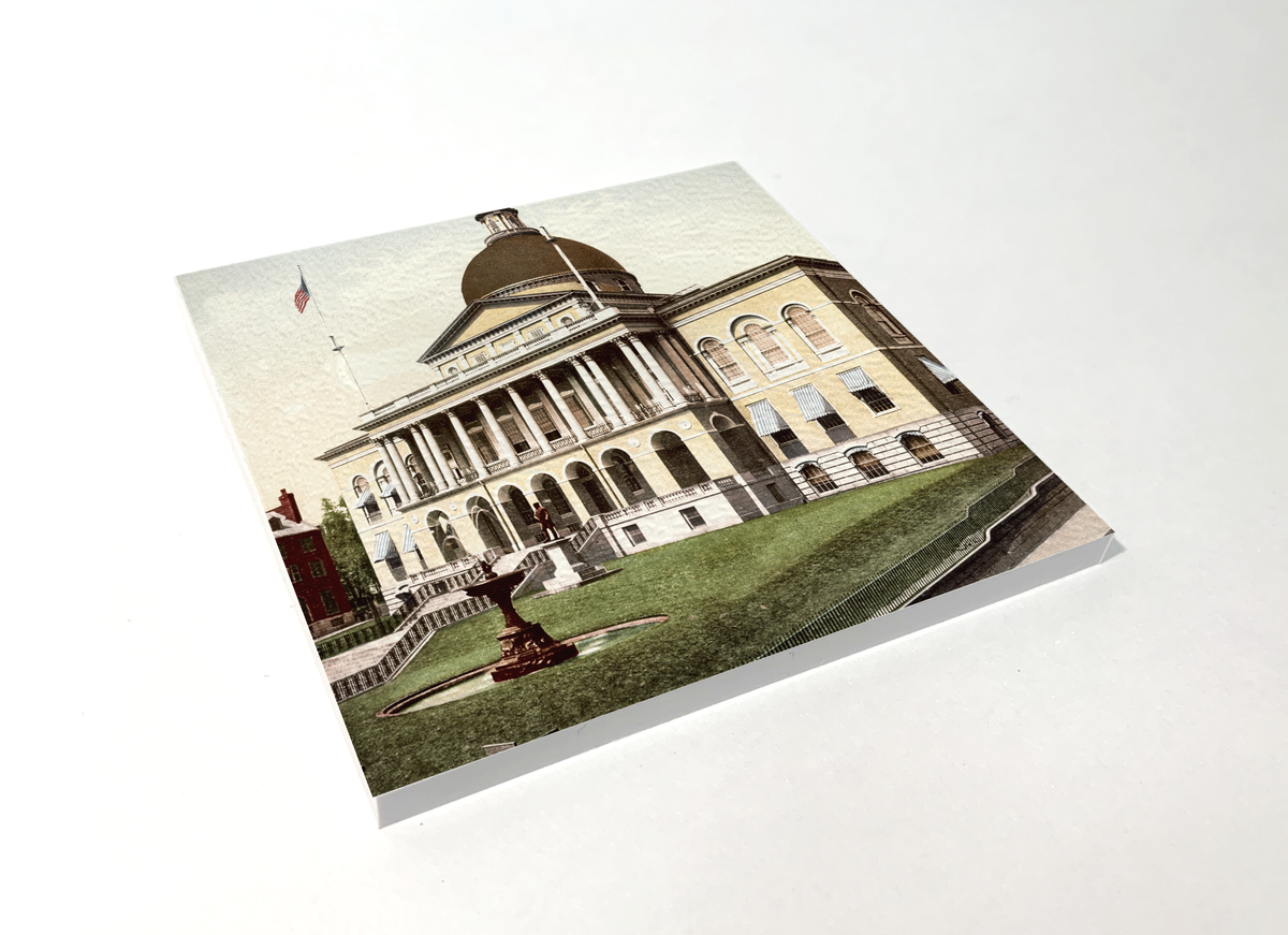 Boston Massachusetts State House color square coaster