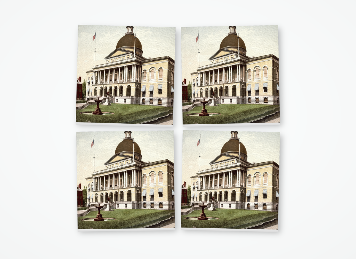 Boston Massachusetts State House color square coaster 4 pack