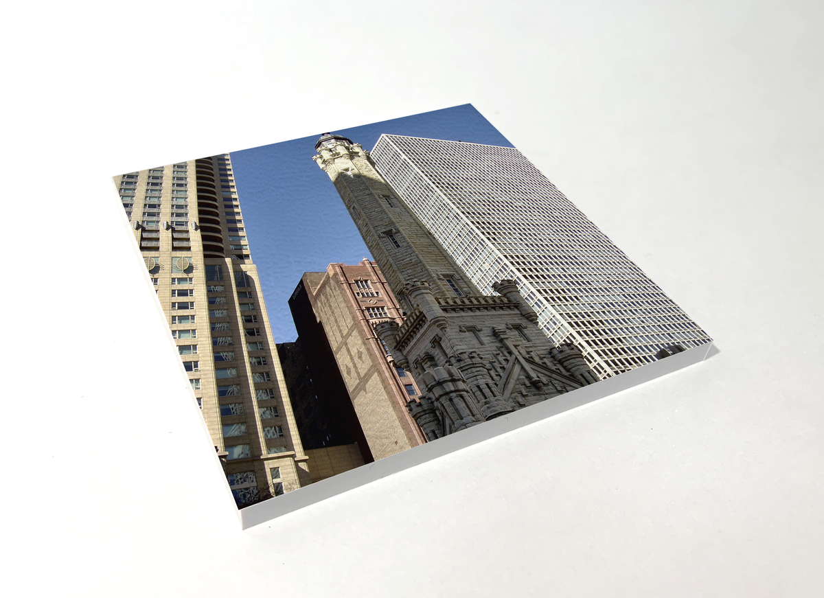 Chicago Water Tower color square coaster