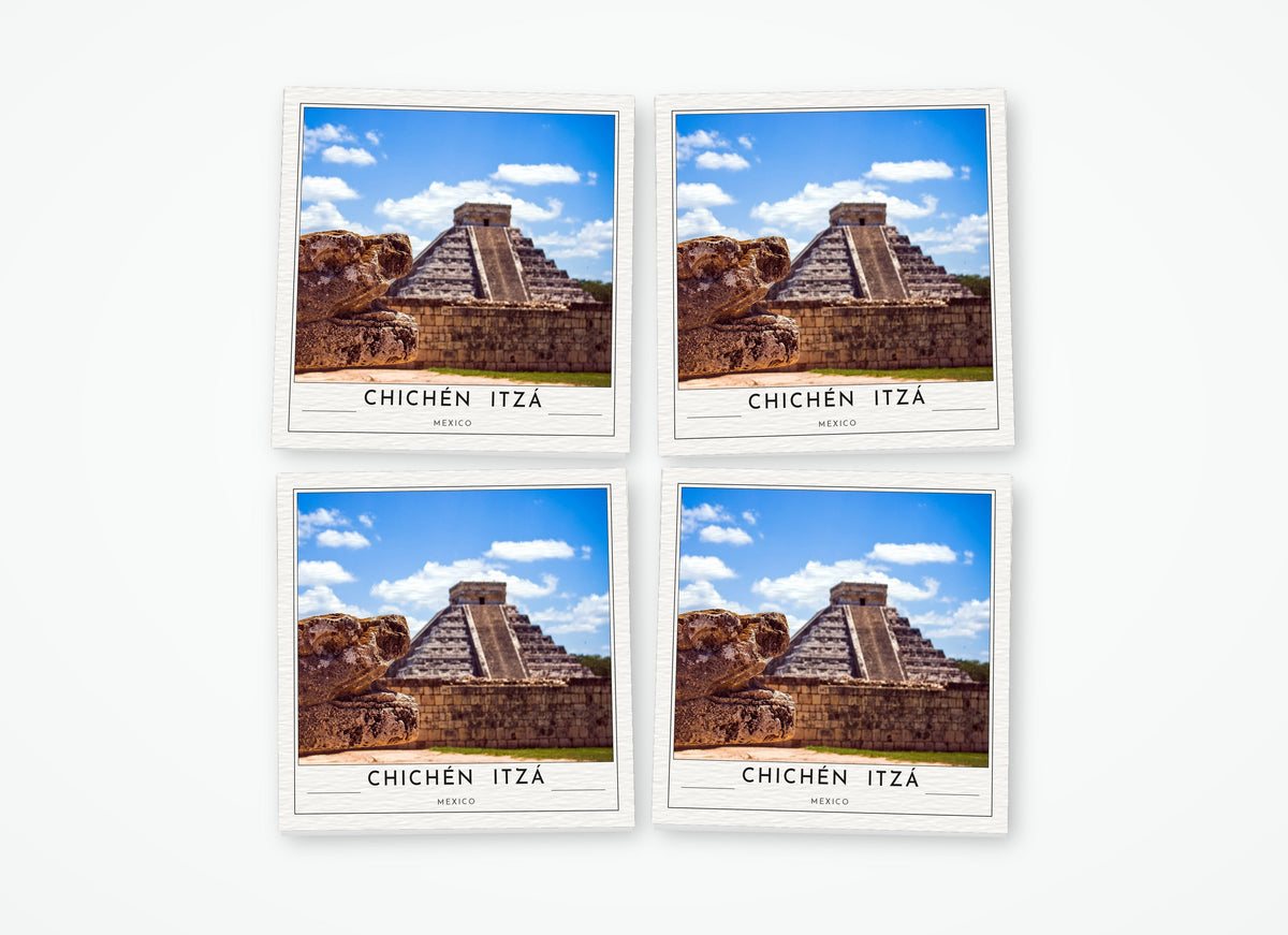 chichen itza poster coaster 4 pack color