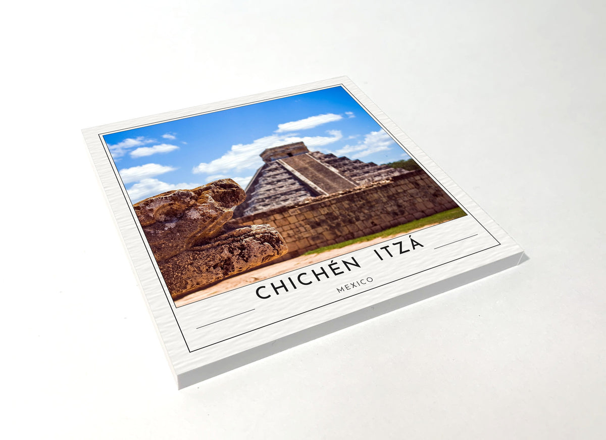 chichen itza poster coaster color