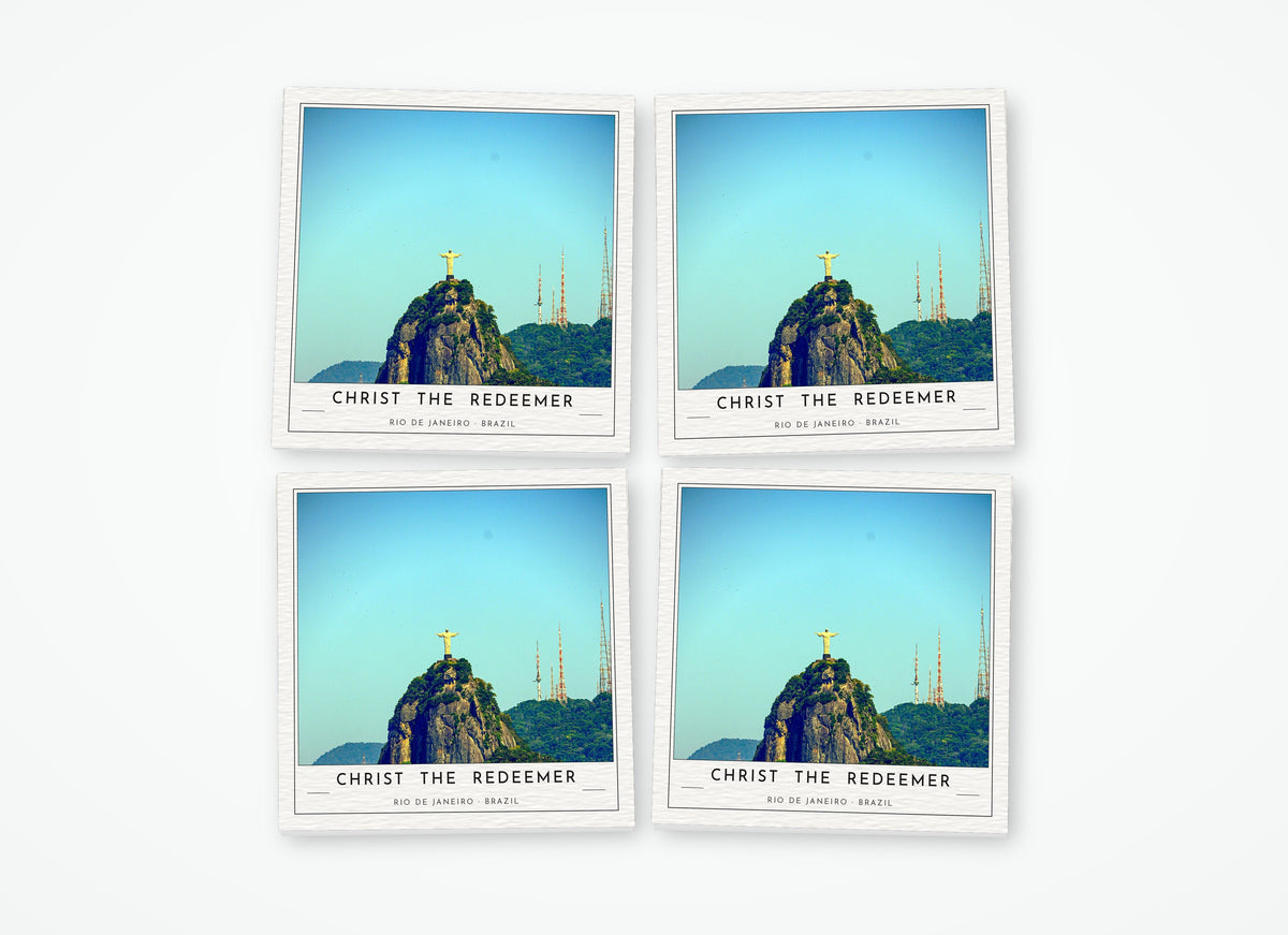 christ the redeemer poster coaster 4 pack color