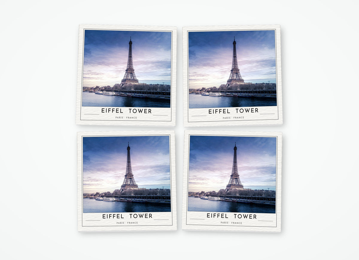 eiffel tower poster coaster 4 pack color