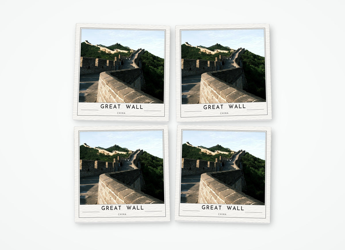 great wall of china poster coaster 4 pack color