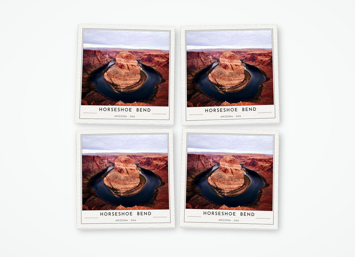 horseshoe bend poster coaster 4 pack color