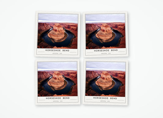 horseshoe bend poster coaster 4 pack color