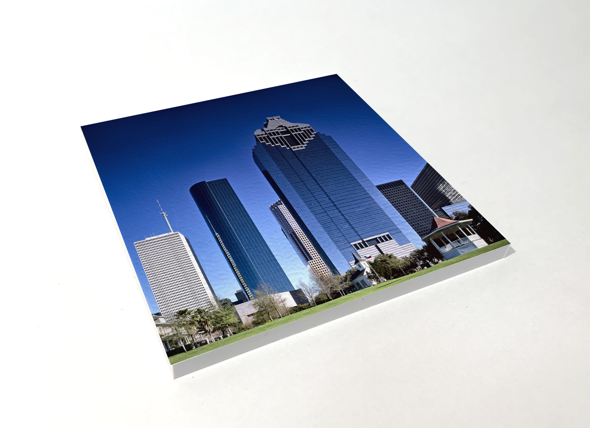 Houston Downtown Skyline color square coaster