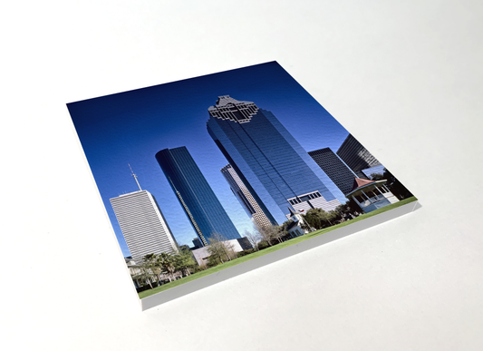 Houston Downtown Skyline color square coaster