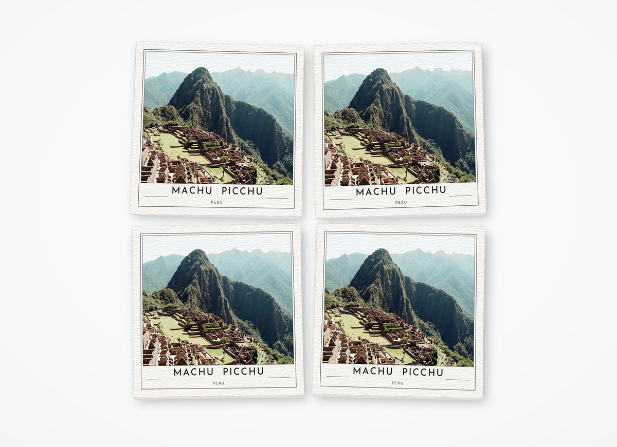 machu picchu poster coaster 4 pack color