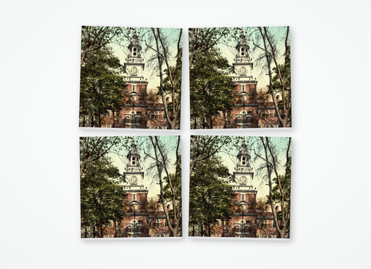 Philadelphia Independence Hall color square coaster 4 pack