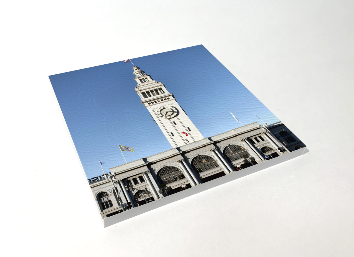 San Francisco Ferry Building color square coaster