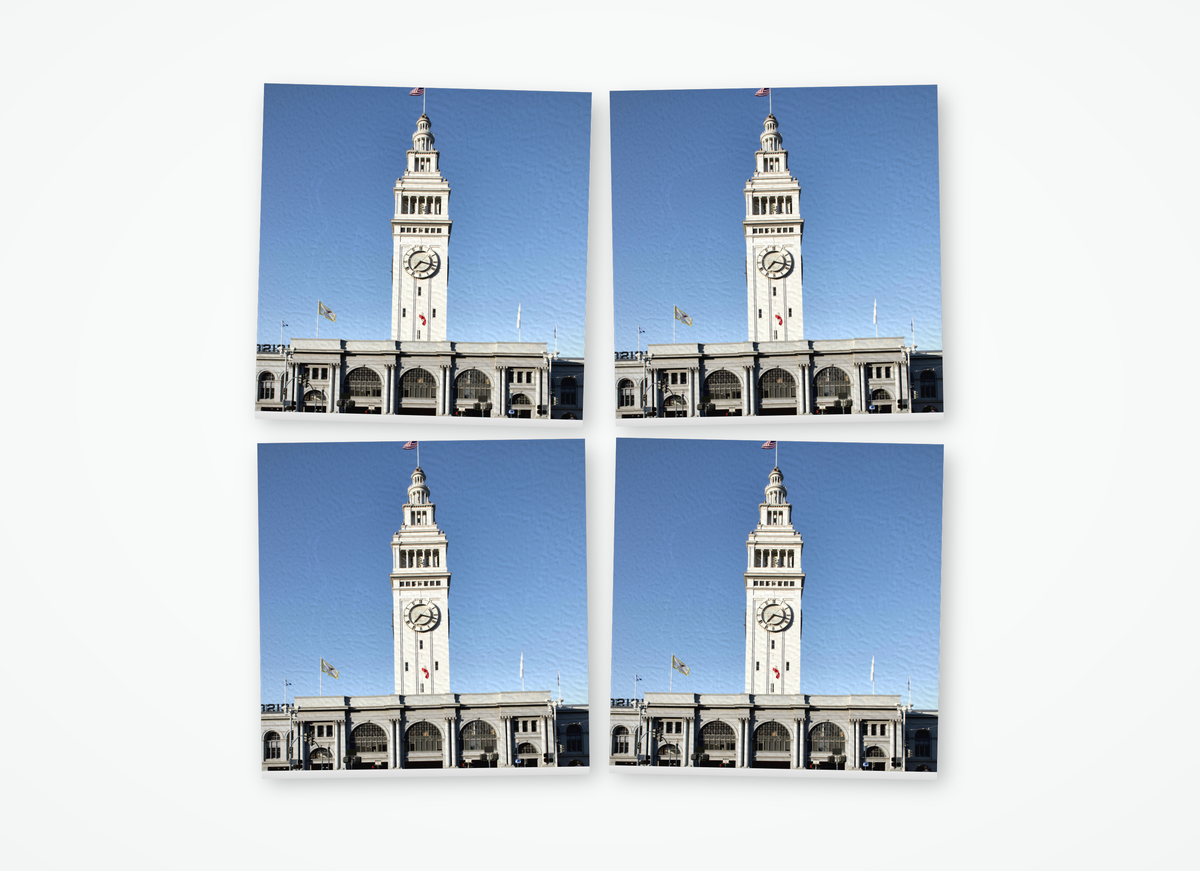 San Francisco Ferry Building color square coaster 4 pack