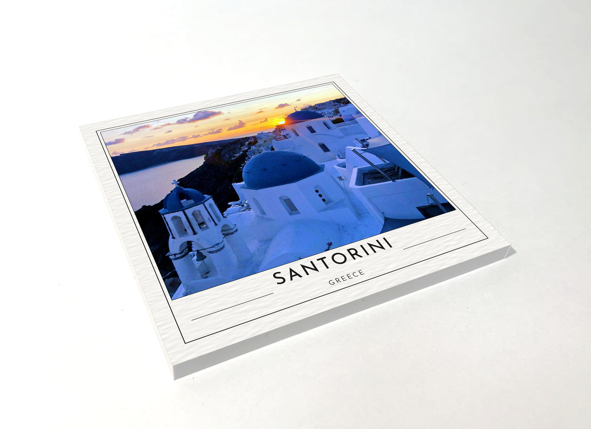 santorini poster coaster 4 pack color