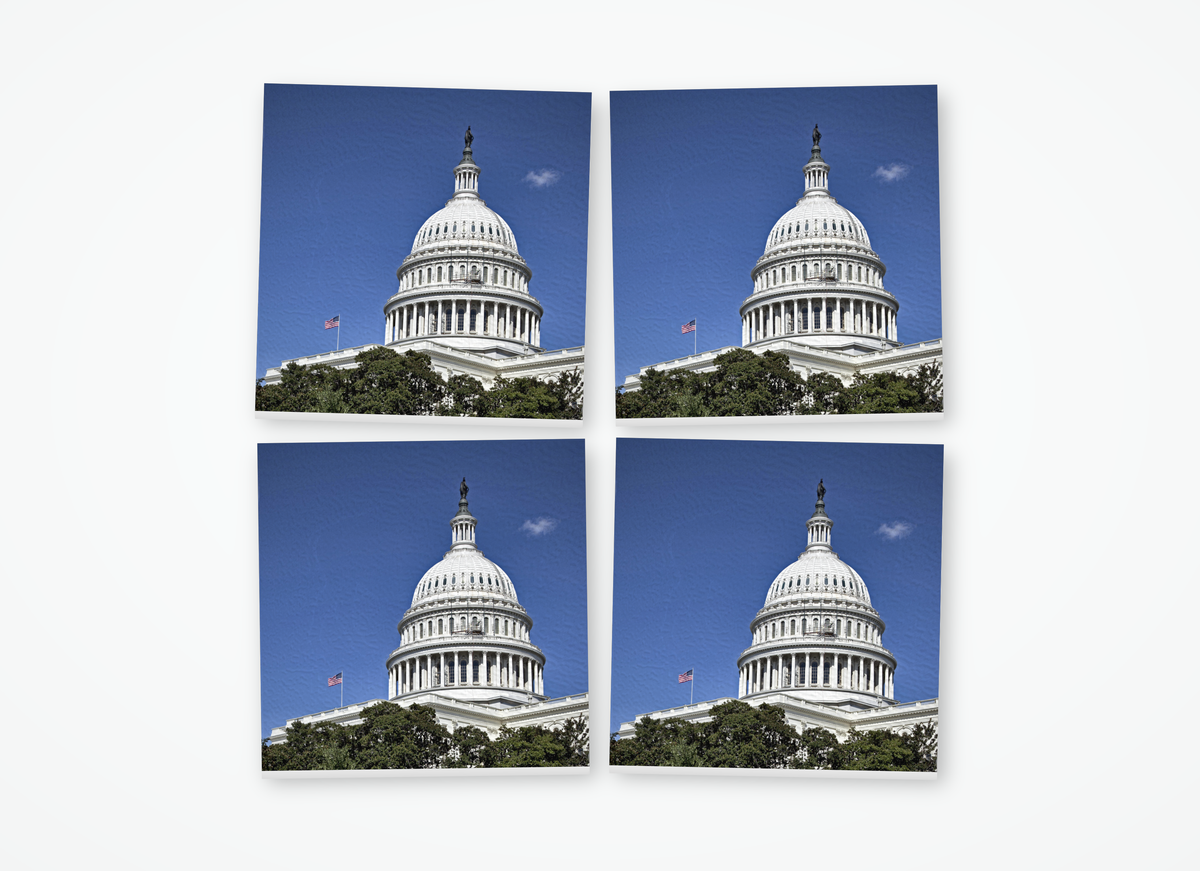 Washington DC U.S. Capitol color square coaster 4 pack