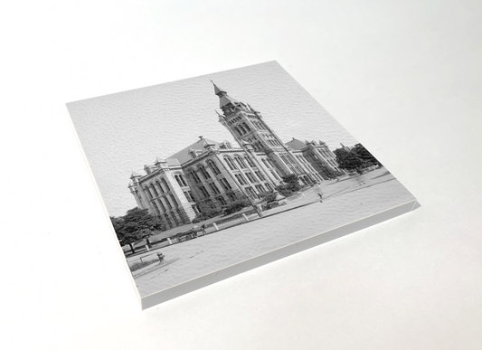 Buffalo Black and White Old City Hall Square Coaster 4 Pack Designed and Handcrafted in Buffalo NY